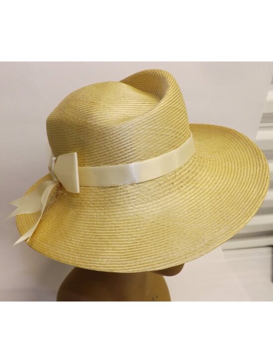 Betmar Straw Hat Satin Ribbon Bow Accent Beige Womens Retro Panama H Bogart main image 7